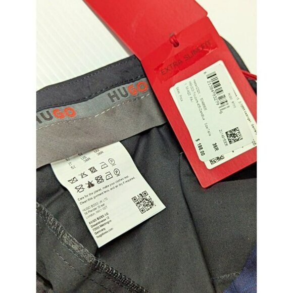 HUGO Hesten Tonal Plaid Extra Slim Fit Suit Pants Dark Blue Size 36R (MSRP $198) - Picture 5 of 6